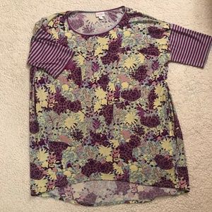 XL LuLaRoe Striped Sleeve and Floral Irma Tunic